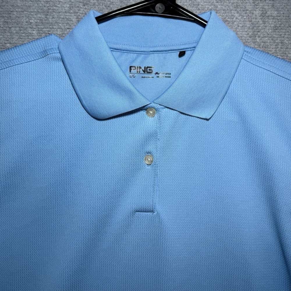 Ping Performance Golf Polo Shirt Women's Size Large Light Blue Athletic Texture